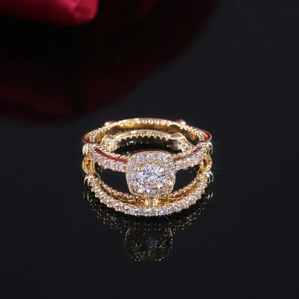 💎 Dainty Square Full Gems Zircon Gold Luxury Ring for Women, INDN8237 - Picture 5 of 7